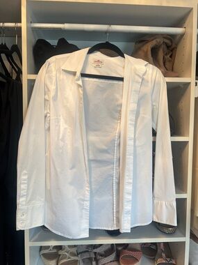 J. Crew White Flaxenbergery Stretch Top with Red Logo